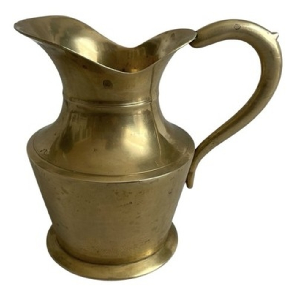 Antique Gold Solid Brass Pitcher Vintage Collectible Decor - Picture 2 of 6